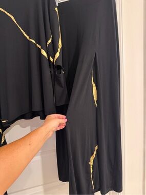 Mika Yoga Wear Black and Gold Lounge Set with Side Slits